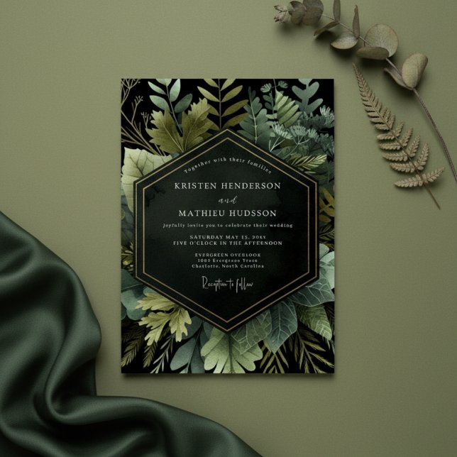 Invitación Emerald Woodland Botanical Wedding (Subido por el creador)