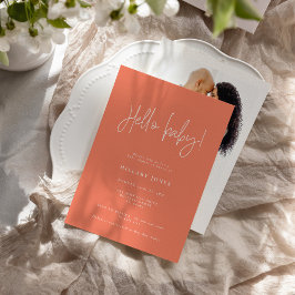 Invitación EMERY | Elegante Baby Shower Hello Peach