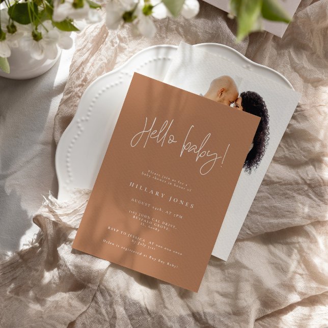 Invitación EMERY | Elegante Baby Shower Hello Terracotta (Subido por el creador)
