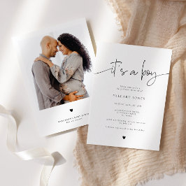 Invitación EMERY | Elegante caligrafía Baby Shower Es un niño