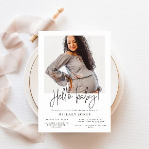 Invitación EMERY   Elegante foto de bebé de Baby Shower Hello