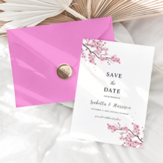 Invitación EMILY Cherry blosom Save the Date Template