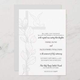Invitación Emma Elegant Cross & Doves Boda católico