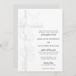 Invitación Emma Elegant Cross & Doves Christian Boda