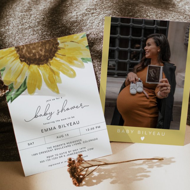 Invitación EMMA Rustic Sunflower Floral Country Baby Shower (Subido por el creador)