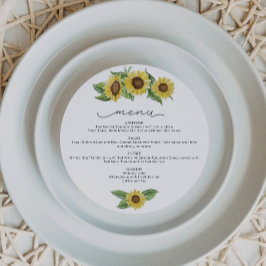 Invitación EMMA Rustic Watercolor Sunflower Fall Round Menu