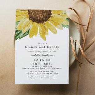 Invitación EMMA Rústico Giro de novias de girasol + Bubbly