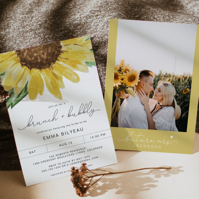 Invitación EMMA Rústico Giro de novias de girasol y burbuja (Subido por el creador)