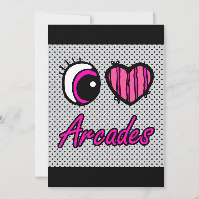 Invitación Emo Ojo Corazón Amo Arcades (Anverso)