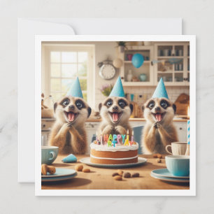 Invitación Emocionantes meerkats celebrando su cumpleaños con