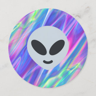 Invitación emoji alienígena vaporwave