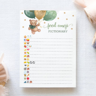 Invitación Emoji alimenticia juego piccionario Sage Teddy Bea
