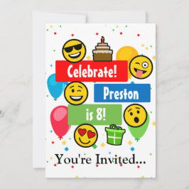 Invitación Emoji colorida Niños de fiesta de cumpleaños o Per