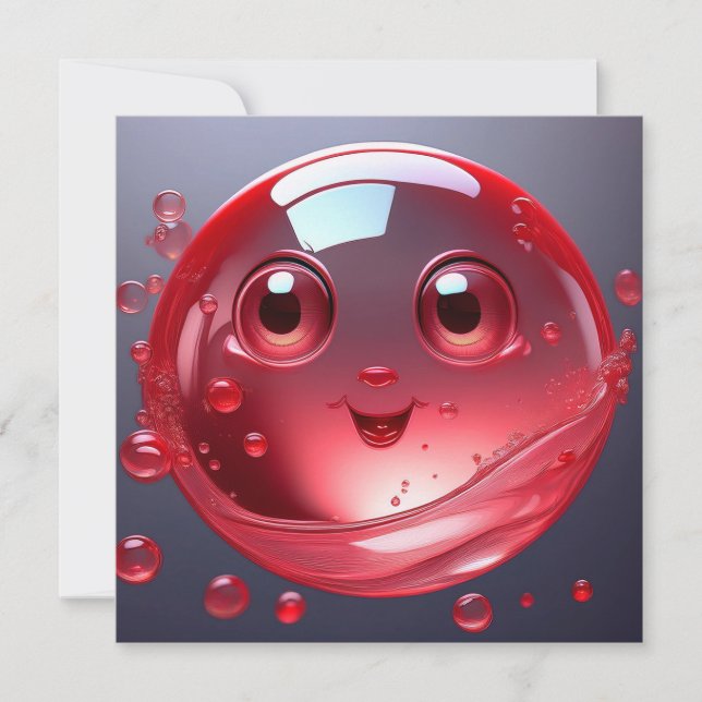 Invitación Emoji de burbujas de agua roja (Anverso)