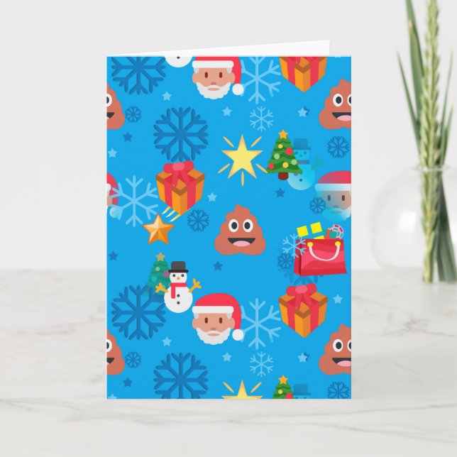 Invitación emoji de caca de navidad azul (Anverso)