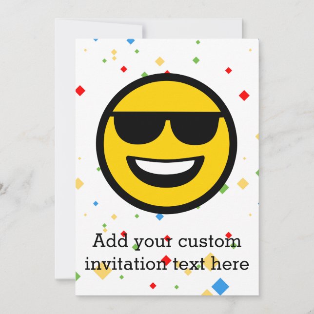 Invitación Emoji de gafas de sol Guay (Anverso)