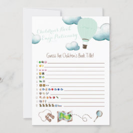 Invitación Emoji de libros para niños con globos aerostáticos