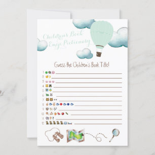 Invitación Emoji de libros para niños con globos aerostáticos