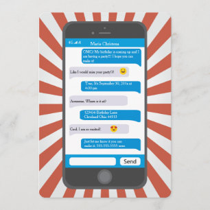 Invitación Emoji de Smartphone Adolescente enviando invitació
