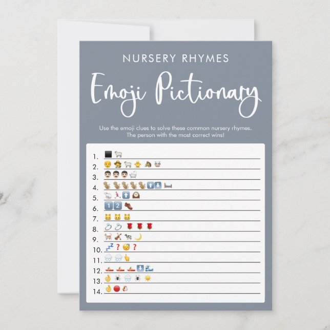 Invitación Emoji gris azul picante juego de ducha de bebé (Anverso)