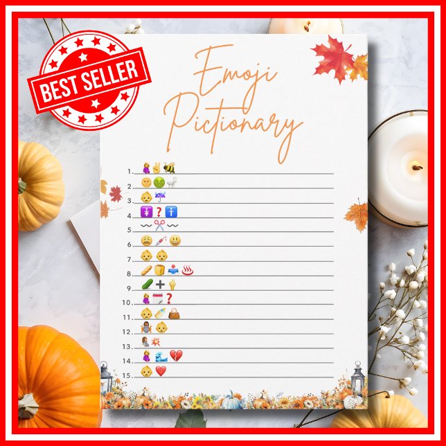 Invitación EMOJI PICTIONARIO Juego De Baby Shower Un Pequeño  (EMOJI PICTIONARY Easy Baby Shower Game A Little Pumpkin is on the Way Theme )