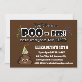 Invitación EMOJI POOP lindos divertidos niños de fiesta de cu