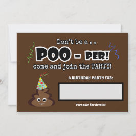Invitación EMOJI POOP lindos divertidos niños de fiesta de cu
