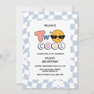 Invitación Emoji retro dos Guay Wavy Boy segundo cumpleaños