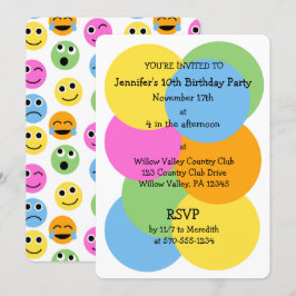 Invitación Emojis Emoticonos Círculos coloridos Fiesta Person