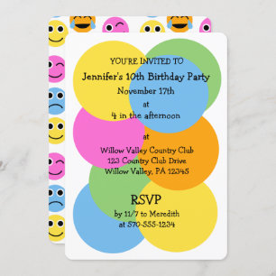 Invitación Emojis Emoticonos Círculos coloridos Fiesta Person