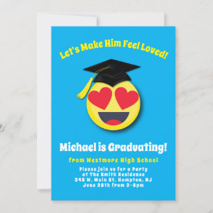Invitación Emoticon Heart Eyes Face Cute Graduation Party