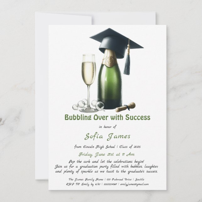Invitación Empezando con éxito una graduación resplandeciente (Anverso)
