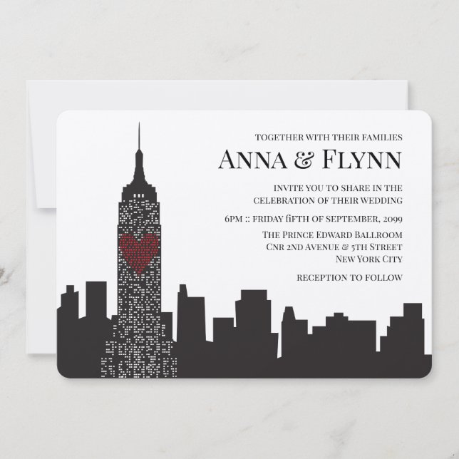 Invitación Empire State Nueva York City Skyline Cityscape Fie (Anverso)