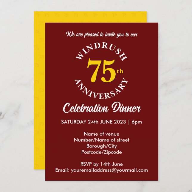 Invitación Empire Windrush Generación 75 años (Anverso / Reverso)