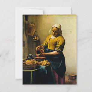 Invitación Empleada de criada de Vermeer que vierte leche (al