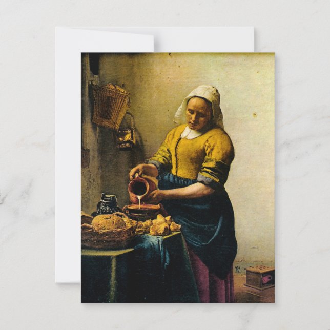 Invitación Empleada de criada de Vermeer que vierte leche (al (Anverso)