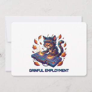 Invitación Empleo lucrativo Gato Gamer Cyberpunk Lindo Trabaj