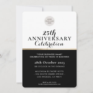 Invitación EMPRESA ANIVERSARIO elegante negocio oro negro