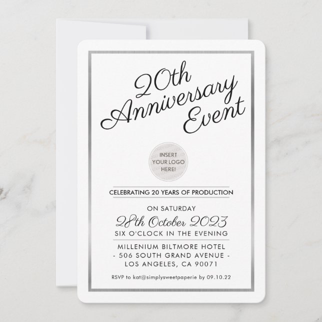 Invitación EMPRESA ANIVERSARIO FIESTA plata de negocios moder (Anverso)