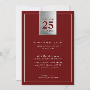 Invitación EMPRESA ANIVERSARIO lujoso negocio marrón plata