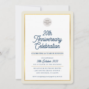 Invitación EMPRESA ANIVERSARIO negocio moderno oro marfil