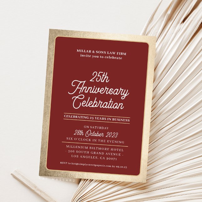 Invitación EMPRESA ANIVERSARIO negocio moderno oro marrón (Subido por el creador)