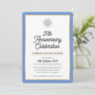 Invitación EMPRESA ANIVERSARIO negocios modernos oro azul