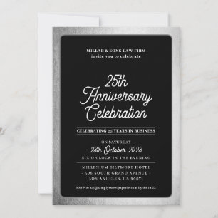 Invitación EMPRESA ANIVERSARIO negocios modernos plata negra