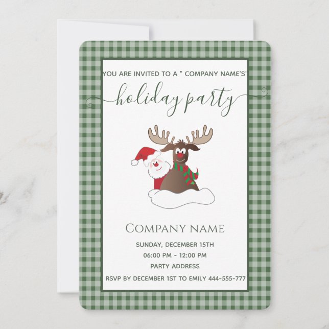 Invitación Empresa de fiesta de vacaciones de renos de Santa  (Anverso)