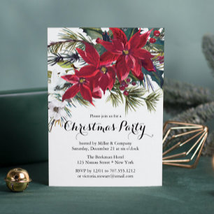 Invitación Empresa Fiesta de Navidades florales de Poinsettia