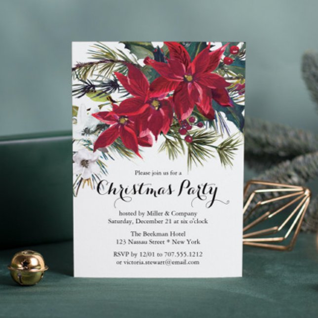 Invitación Empresa Fiesta de Navidades florales de Poinsettia (Subido por el creador)