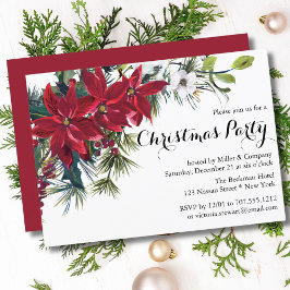 Invitación Empresa Fiesta de Navidades florales de Poinsettia