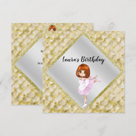 Invitación Empresaria Ballerina Cute Birthday Party INVITATIO