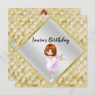 Invitación Empresaria Ballerina Cute Birthday Party INVITATIO